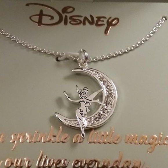 Disney Tinker Bell on Moon Necklace NWOT - Picture 2 of 3
